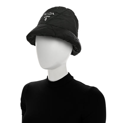 Prada Nylon Triangle Quilted Padded Bucket Hat M Black 2 of 10