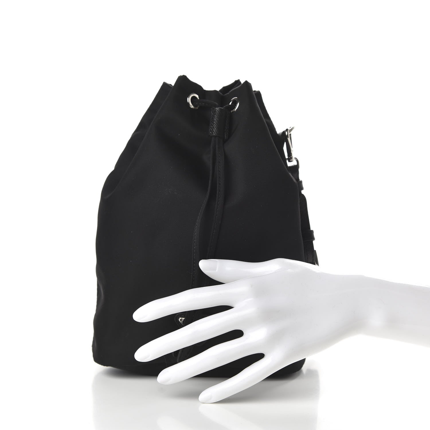 Prada Saffiano Tessuto Nylon Vela Bucket Wristlet Black 2 of 10