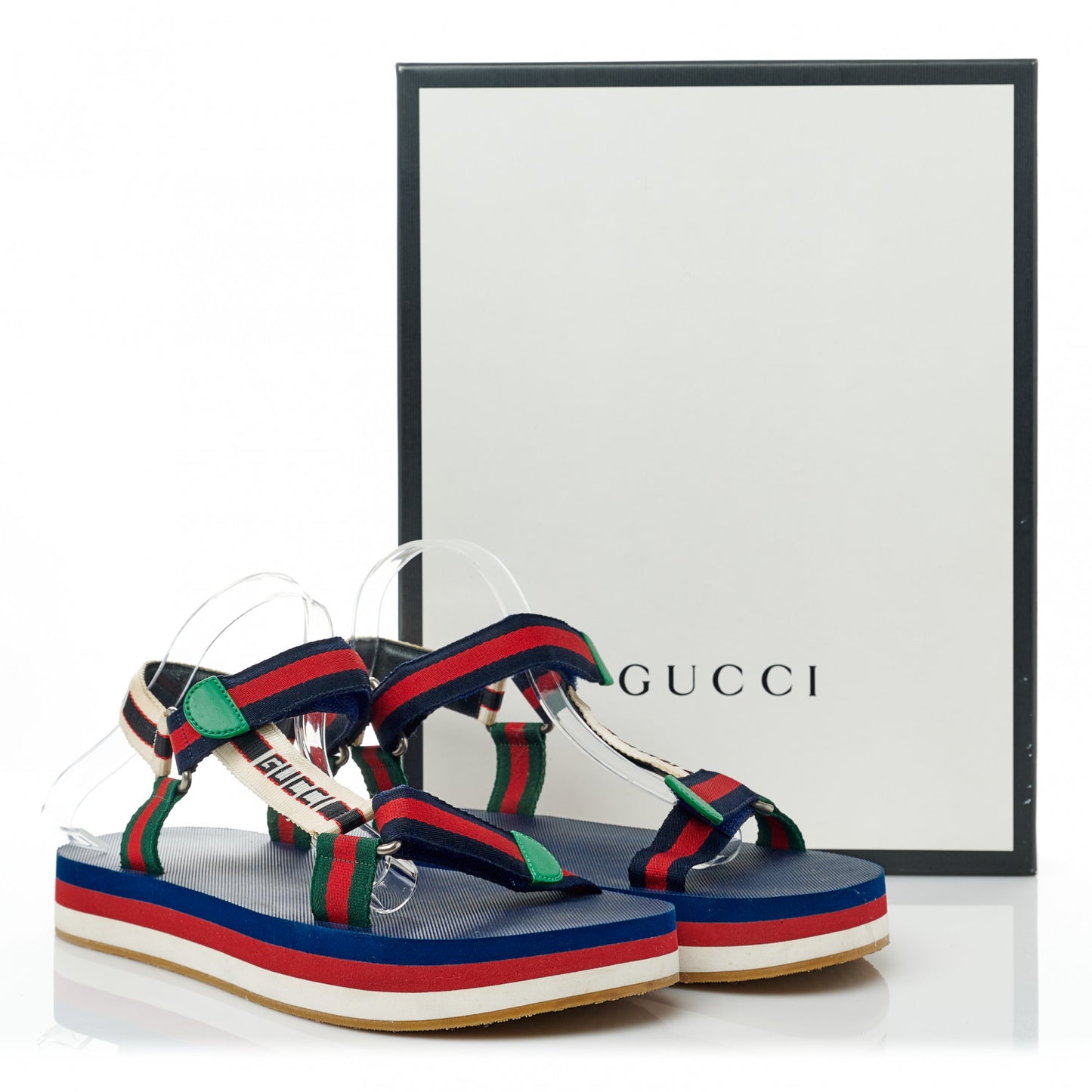 Nylon Web Logo Platform Slingback Mens Sandals 10 Navy