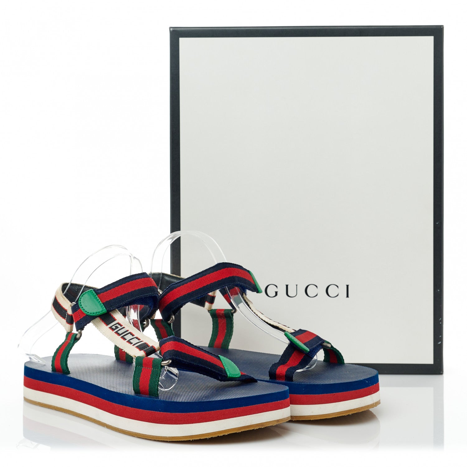 Gucci Nylon Web Logo Platform Slingback Mens Sandals 10 Navy 7 of 7