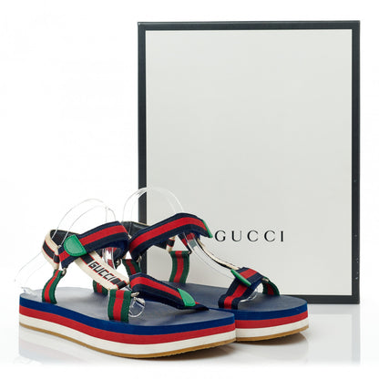 Gucci Nylon Web Logo Platform Slingback Mens Sandals 10 Navy 7 of 7