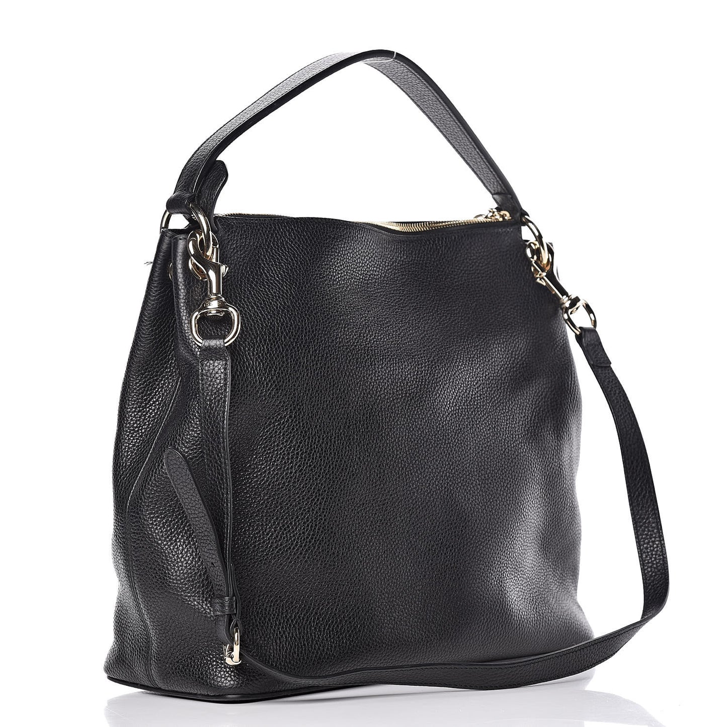 Pebbled Calfskin Large Soho Hobo Black