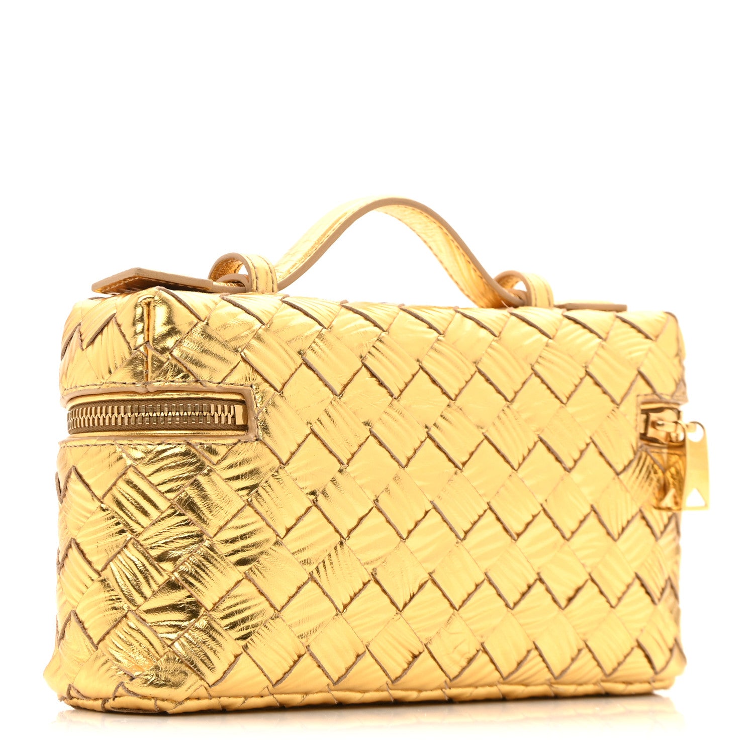Bottega Veneta Metallic Intreccio Millefili Bang Bang Vanity Case Gold 3 of 11