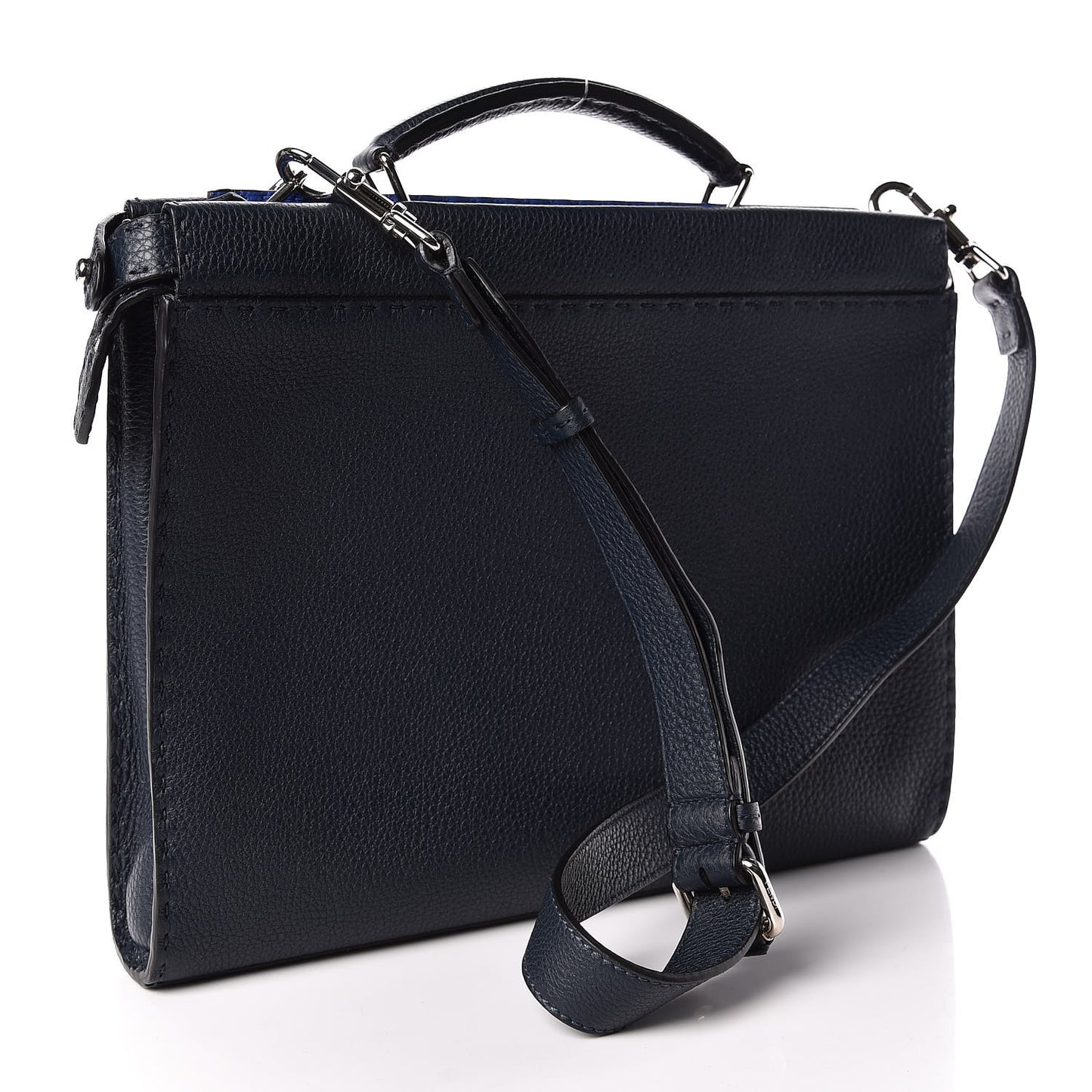Cuoio Romano Selleria Bi-Color Large Mens Peekaboo Iconic Essential Satchel Lavagna Blue Royal