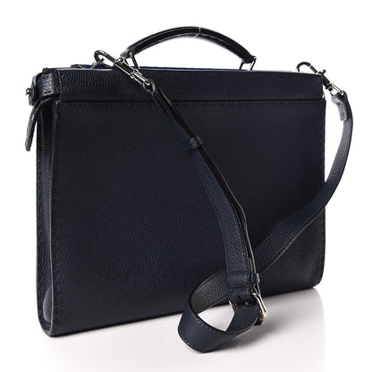 Fendi Cuoio Romano Selleria Bi-Color Large Mens Peekaboo Iconic Essential Satchel Lavagna Blue Royal 3 of 12