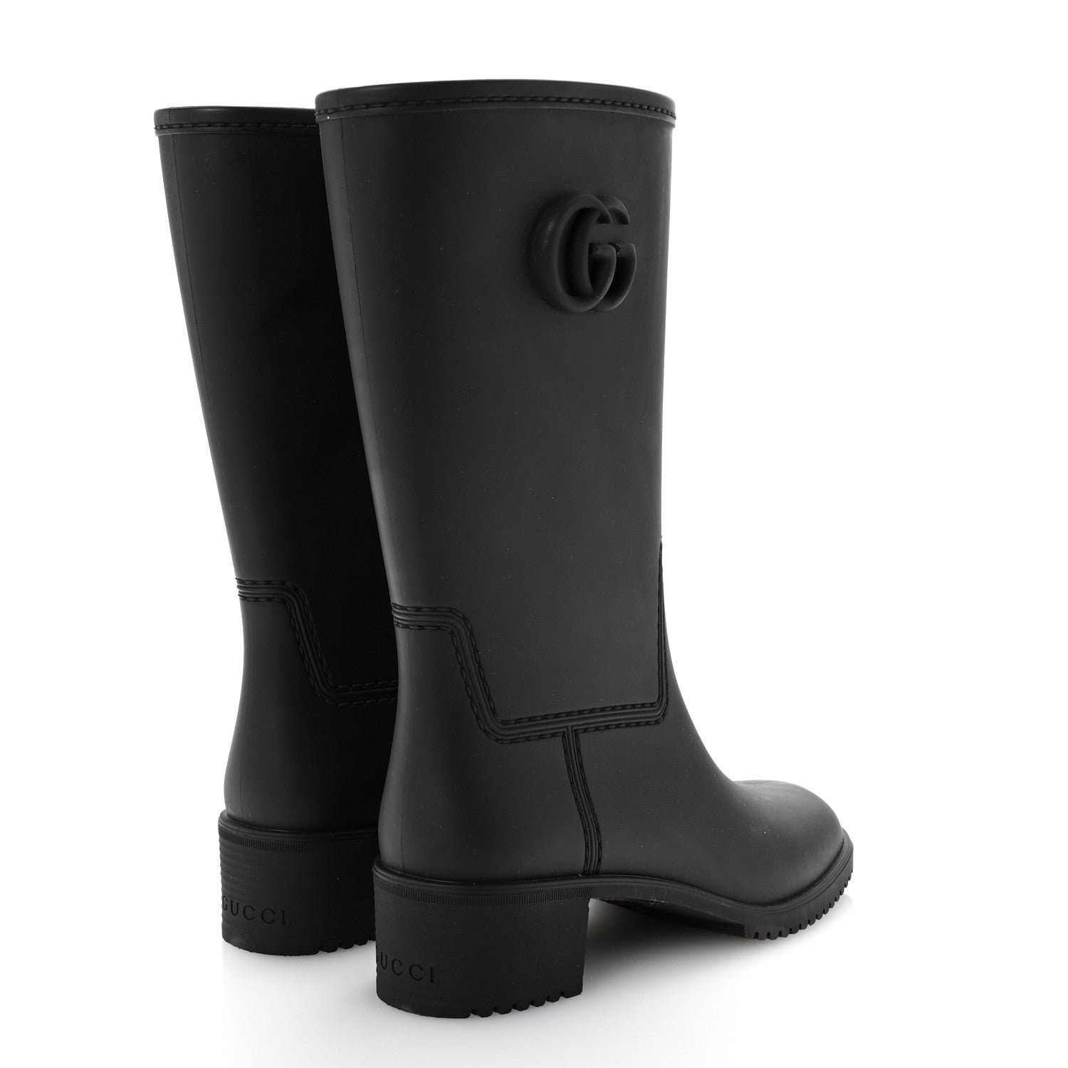 Gucci Rubber Double G Womens Rain Boots 36 Black 5 of 10