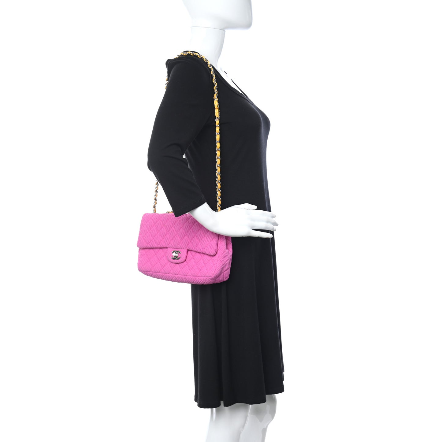 Neoprene Quilted Medium Single Flap Pink