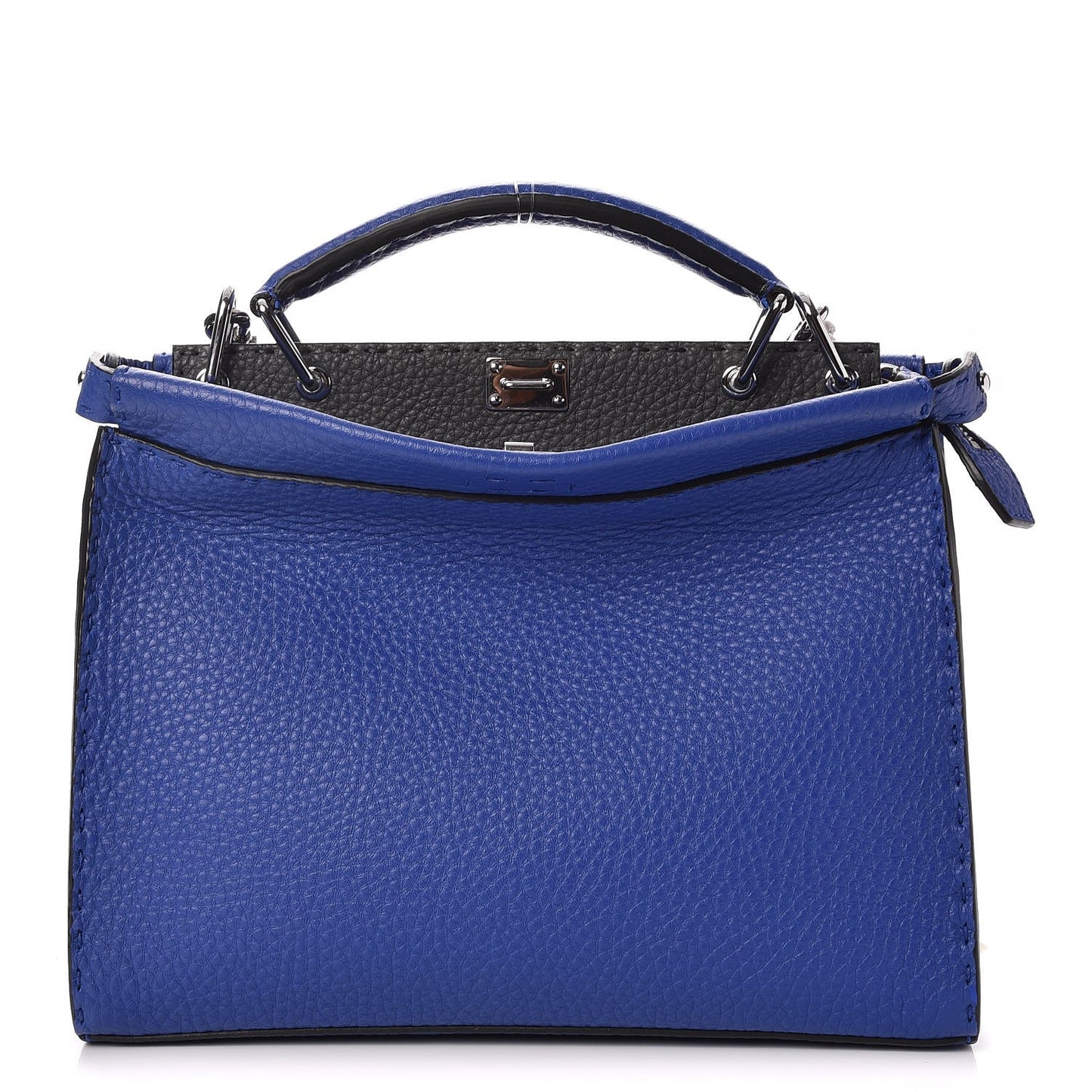 Cuoio Romano Selleria Bi-Color Mini Peekaboo Iconic Fit Satchel Blue Neon Asfalto