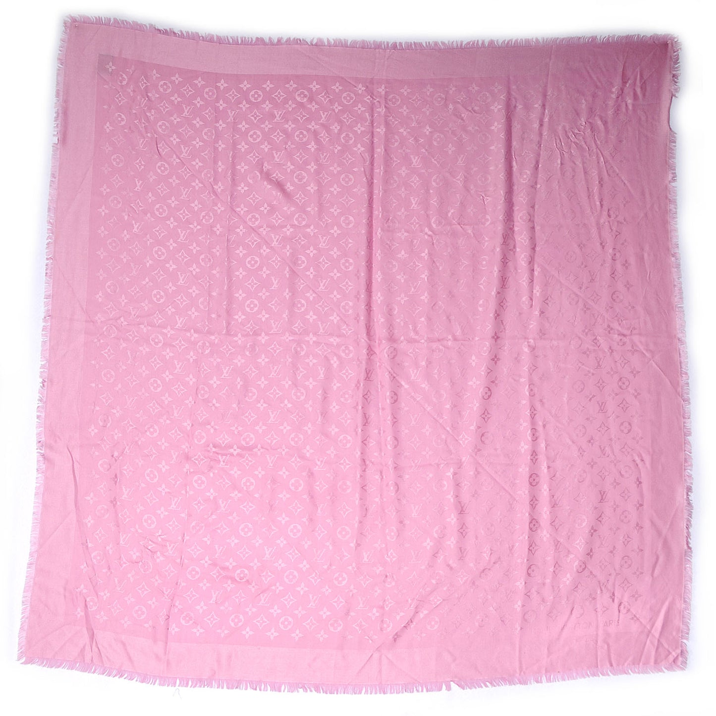 Silk Wool Monogram Shawl Pink