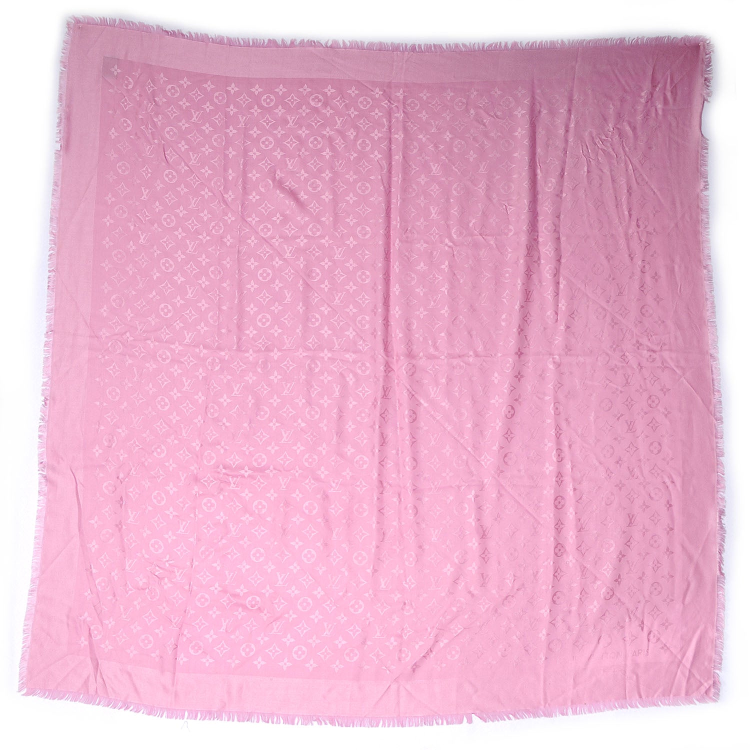 Louis Vuitton Silk Wool Monogram Shawl Pink 3 of 5