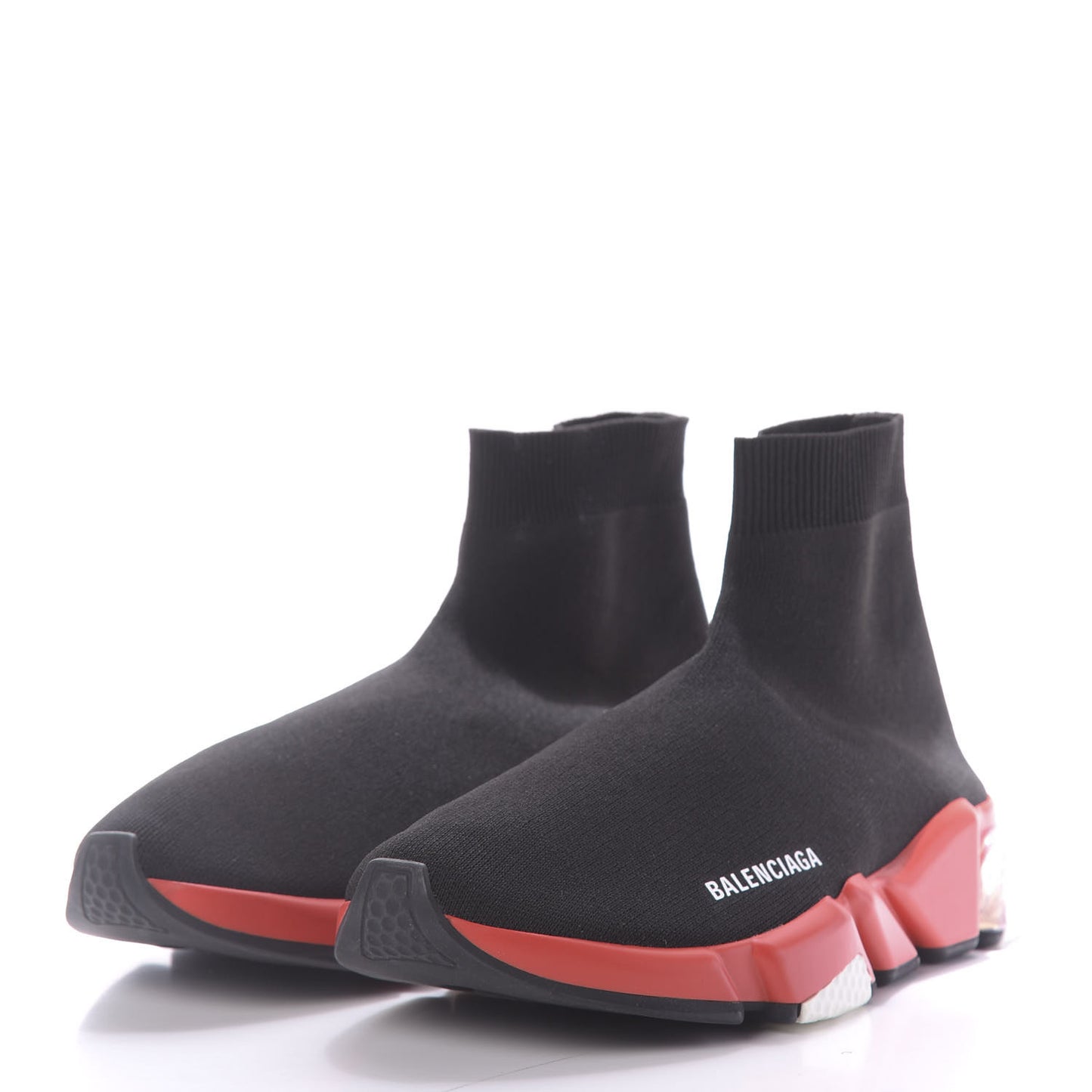 Neoprene Knit Womens Speed Clear Sole Sneakers 41 Black White Red
