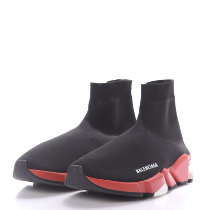 Balenciaga Neoprene Knit Womens Speed Clear Sole Sneakers 41 Black White Red 3 of 9