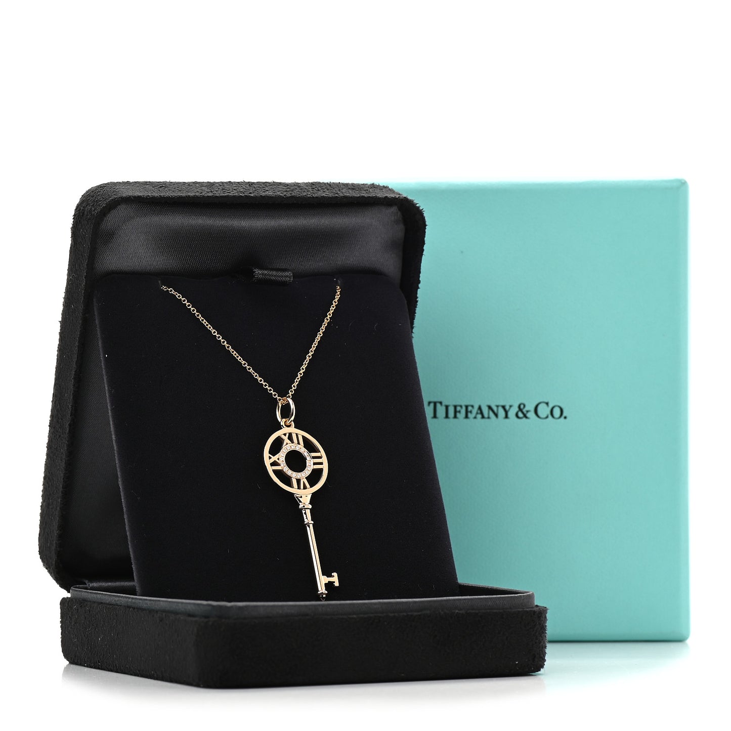 18K Rose Gold Diamond Atlas Key Pendant Necklace