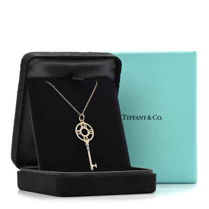 Tiffany 18K Rose Gold Diamond Atlas Key Pendant Necklace 7 of 7