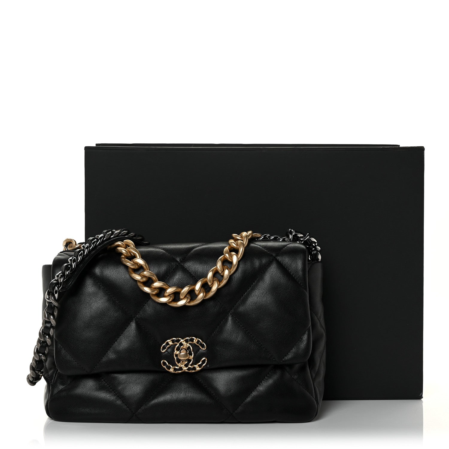 Chanel Goatskin Quilted Large Chanel 19 Flap Black 13 of 13