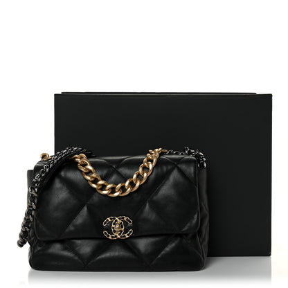 Chanel Goatskin Quilted Large Chanel 19 Flap Black 13 of 13