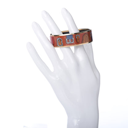 Hermes Enamel Printed Harnais Des Presidents Wide Bracelet 62 Folk 2 of 5