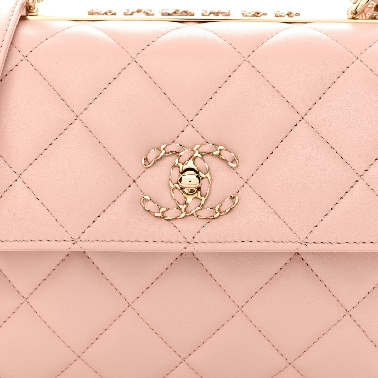 Lambskin Quilted Small Trendy Chain CC Flap Dual Handle Bag Light Pink