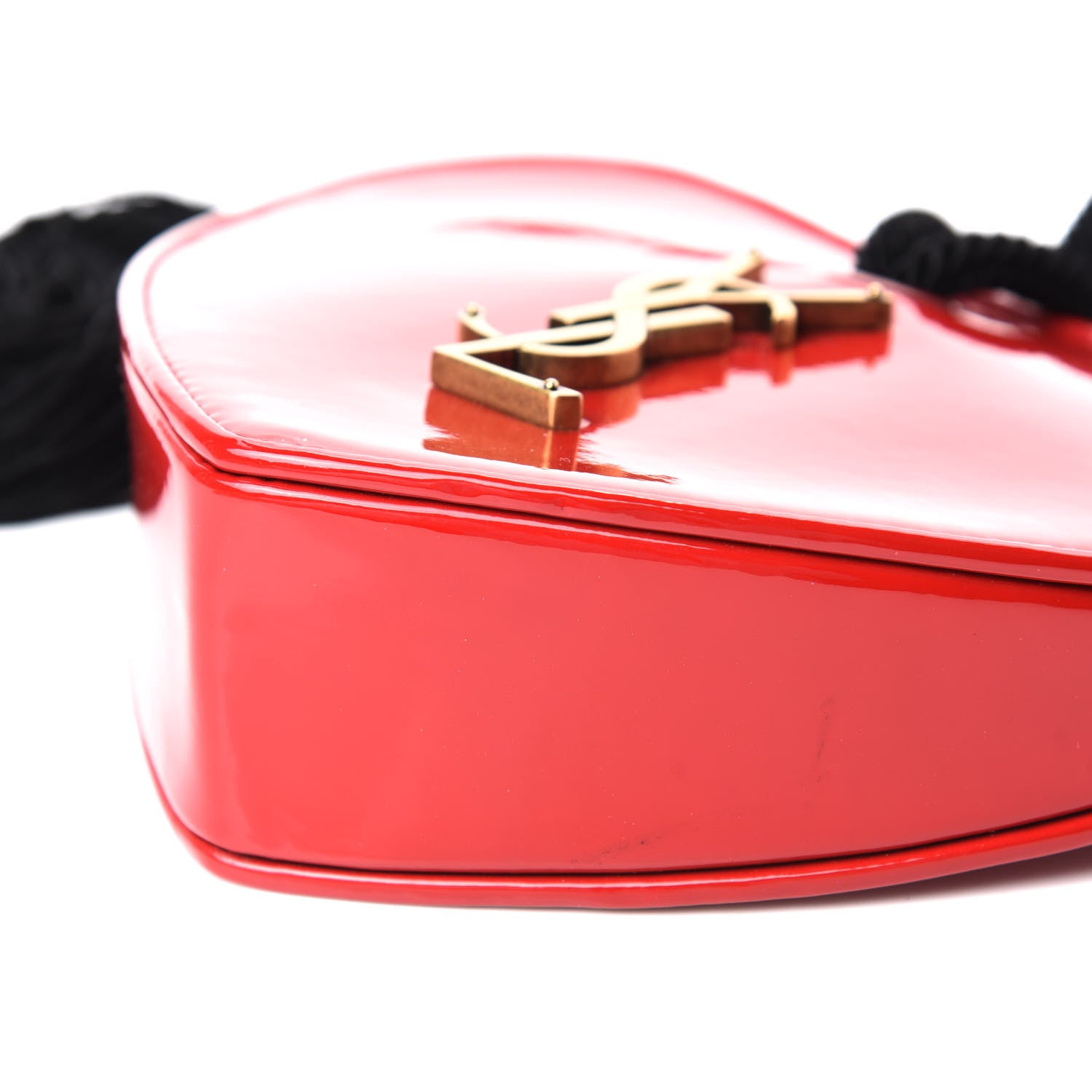 Saint Laurent Patent Sac Coeur Heart Shaped Clutch Red 9 of 9