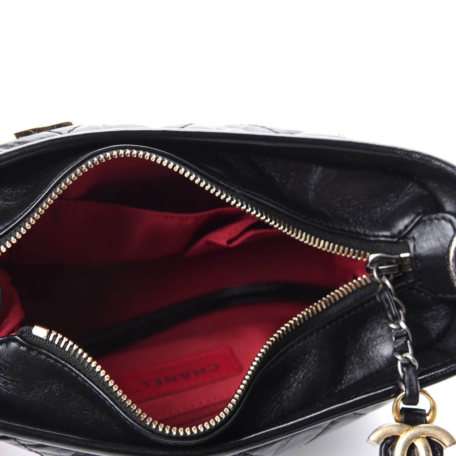 Chanel Aged Calfskin Quilted Charms Small Gabrielle Hobo Black 9 of 10