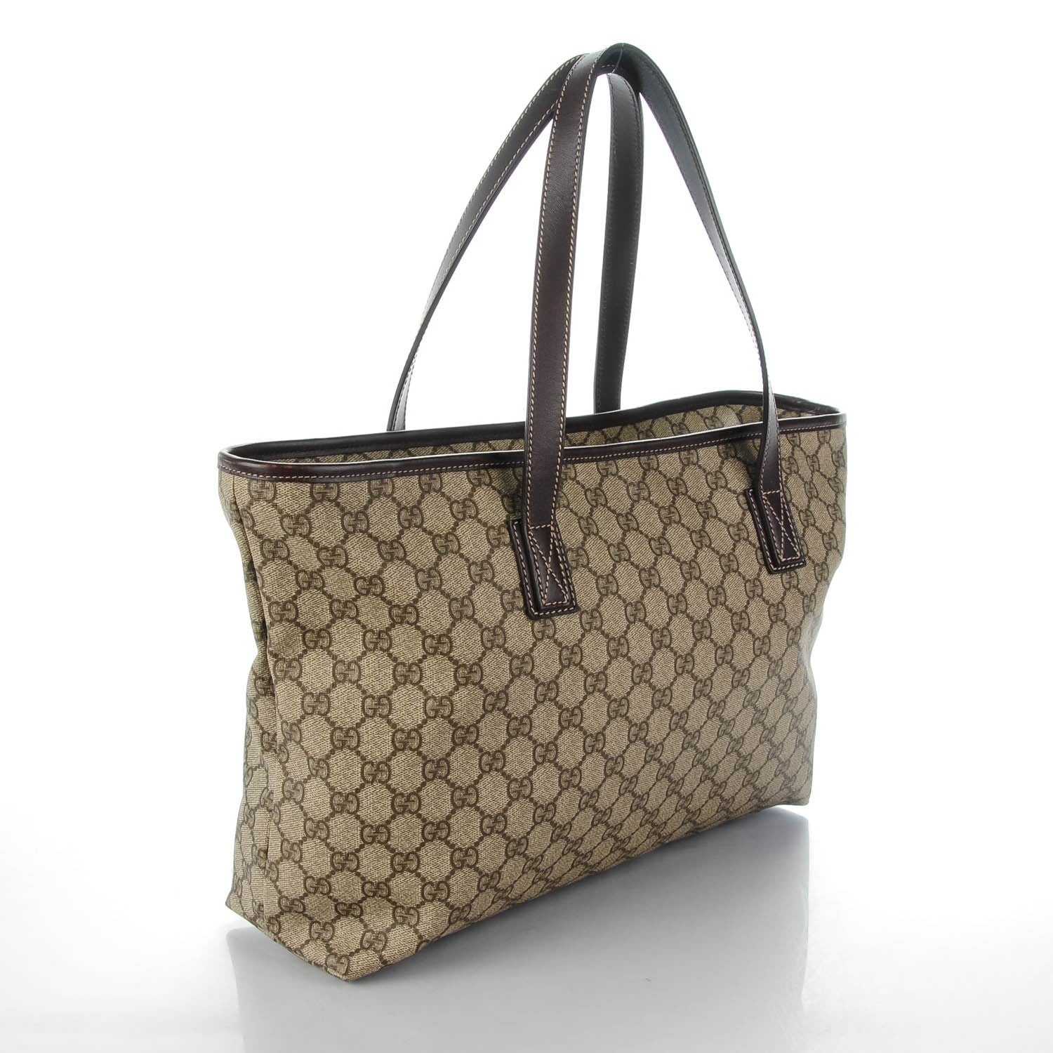 Gucci GG Supreme Monogram Medium Zippered Shopping Tote Dark Brown 3 of 7