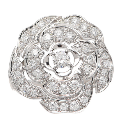Chanel 18K White Gold Diamond Bouton de Camélia Ring 54 6.75 1 of 6