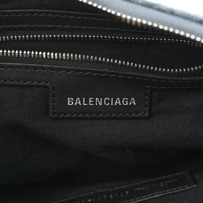 Balenciaga Washed Frayed Denim Crystal Small Le Cagole Shoulder Bag Blue 6 of 16