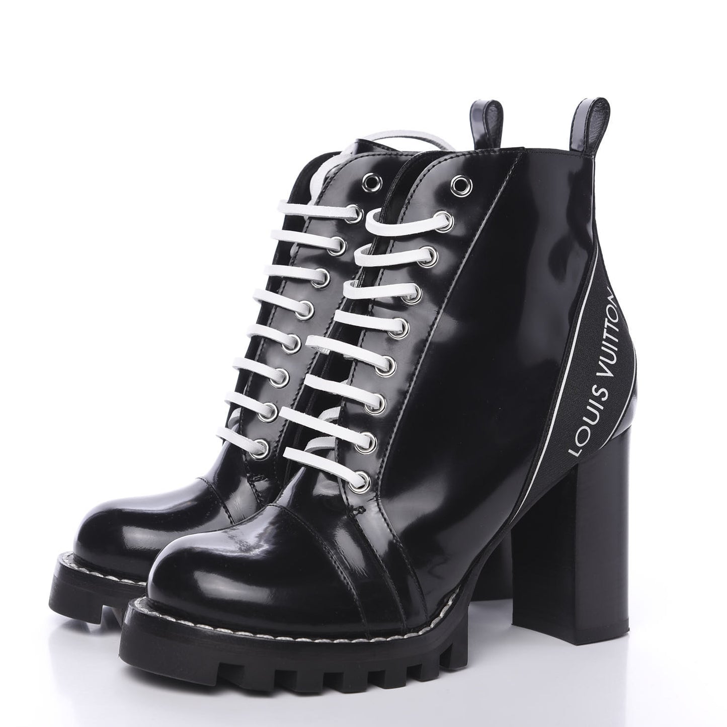 Glazed Calfskin Star Trail Ankle Boots 38 Black