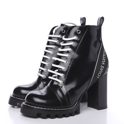 Louis Vuitton Glazed Calfskin Star Trail Ankle Boots 38 Black 3 of 7