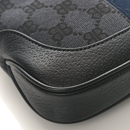 Gucci X BALENCIAGA BB Monogram Calfskin Web Mini Jackie 1961 Hobo Black 7 of 8