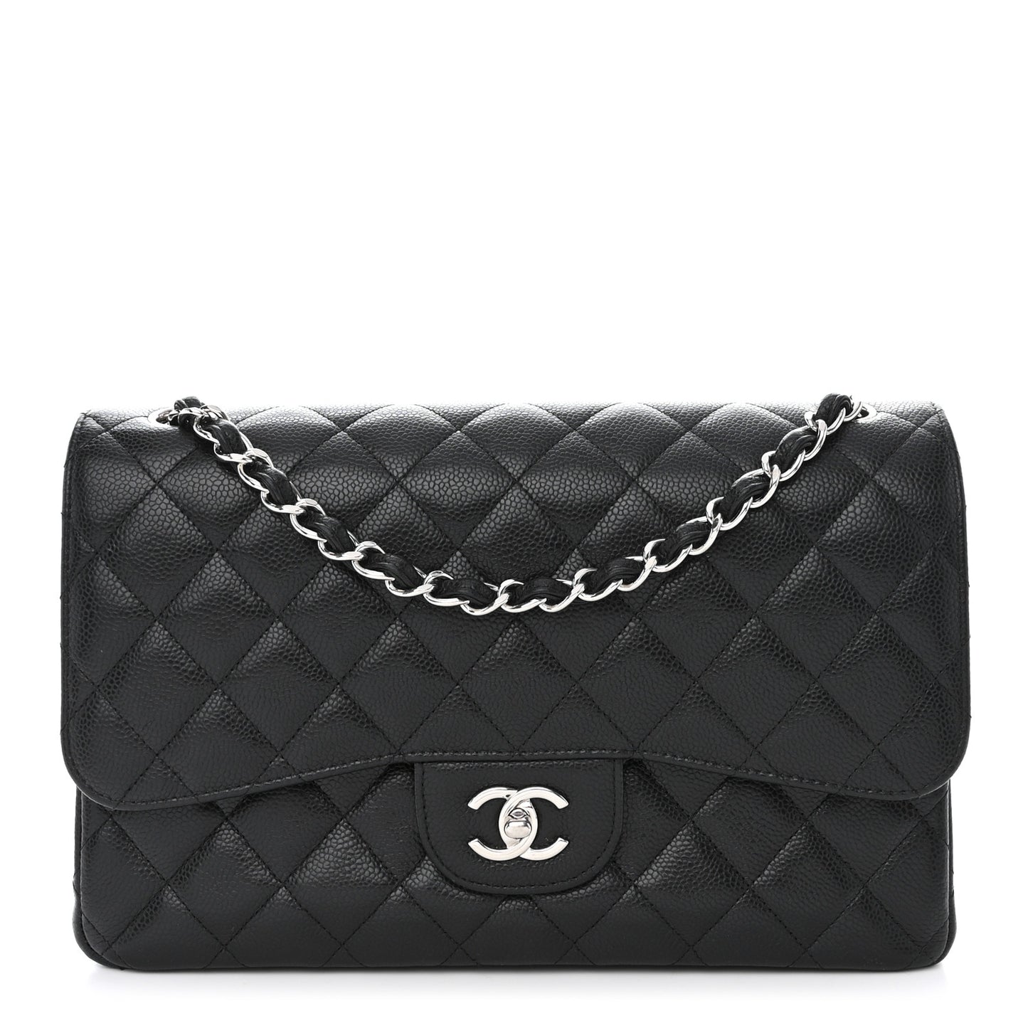 Caviar Quilted Jumbo Double Flap Black
