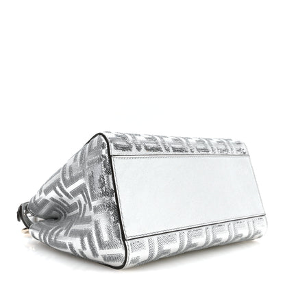 Fendi Vitello Catalan Mirror Sequin FF 1974 Embroidered Mini Peekaboo Iconic Satchel Argento 4 of 11