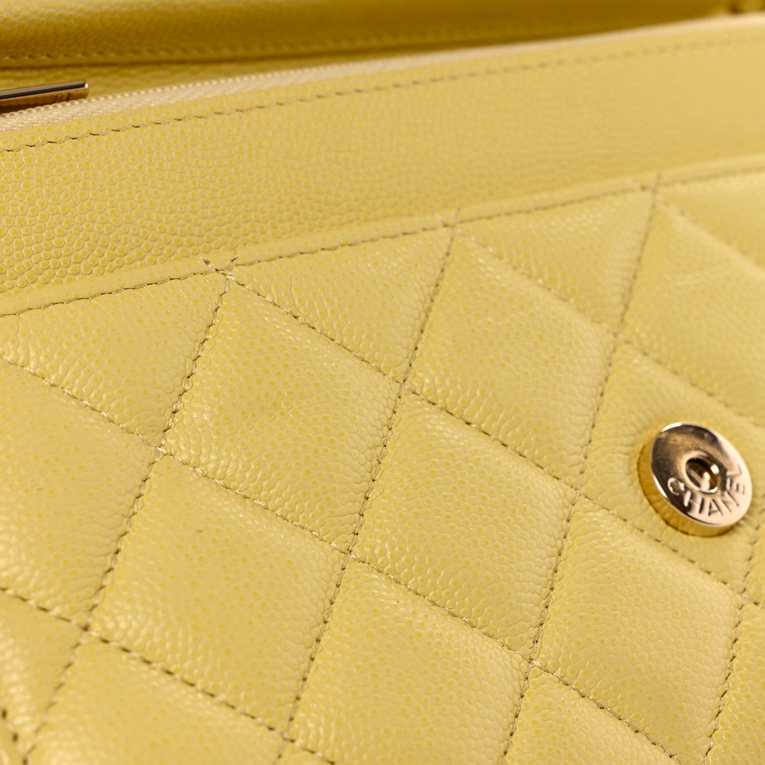 Chanel Caviar Quilted Wallet on Chain WOC Light Yellow 8 of 10