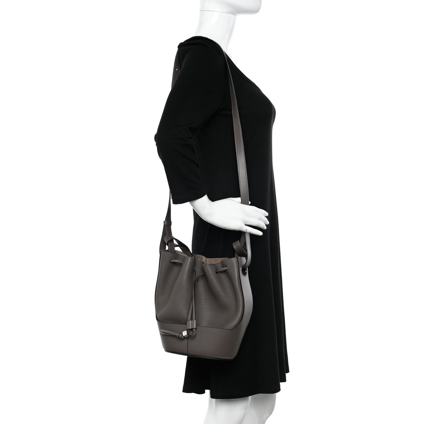 Calfskin Small Balloon Bucket Bag Dark Taupe