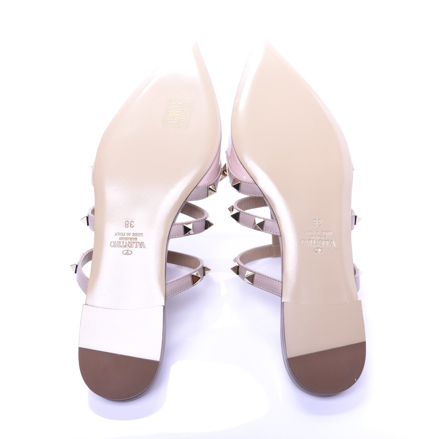 Valentino Garavani Patent Nappa Rockstud Flat Cage Mules 38 Rose Quartz Poudre 5 of 11