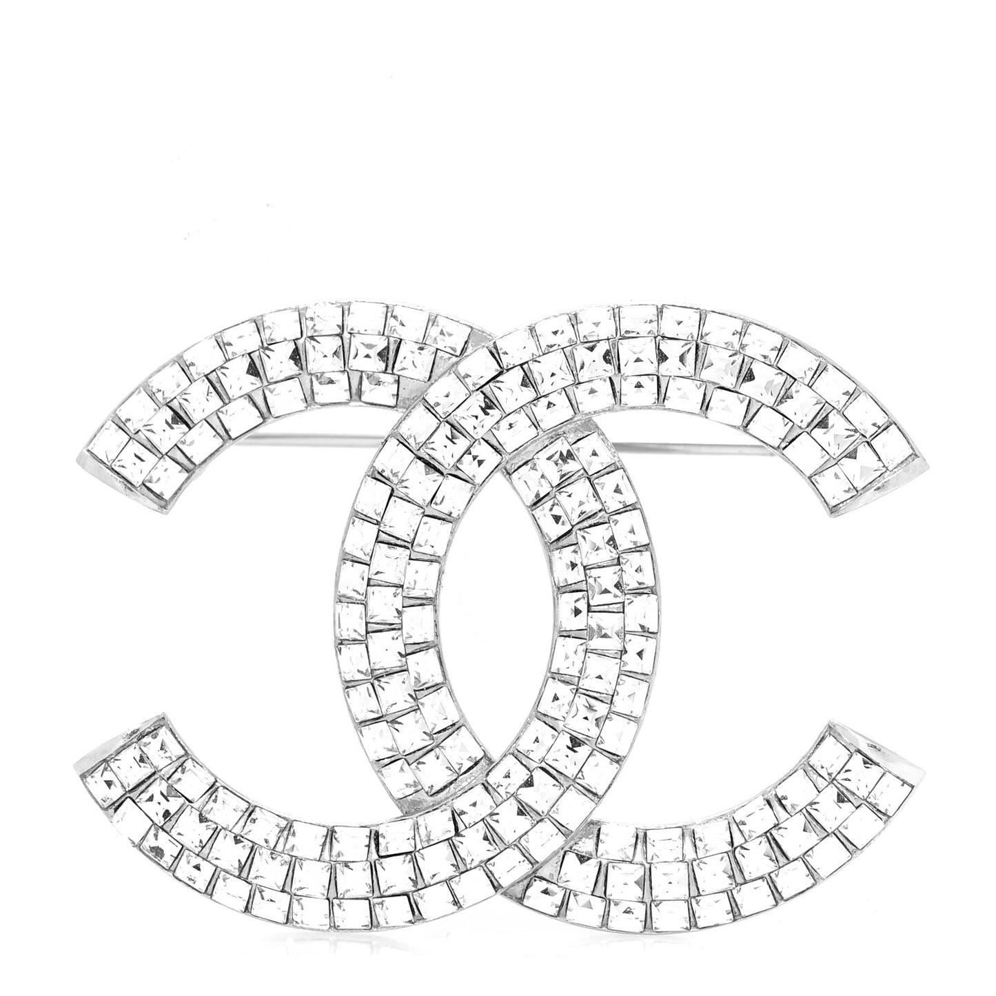 Baguette Crystal CC Brooch Silver