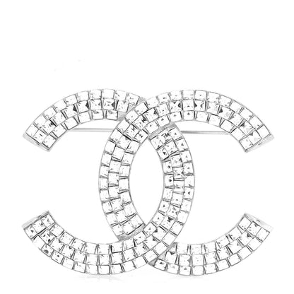 Chanel Baguette Crystal CC Brooch Silver 1 of 4