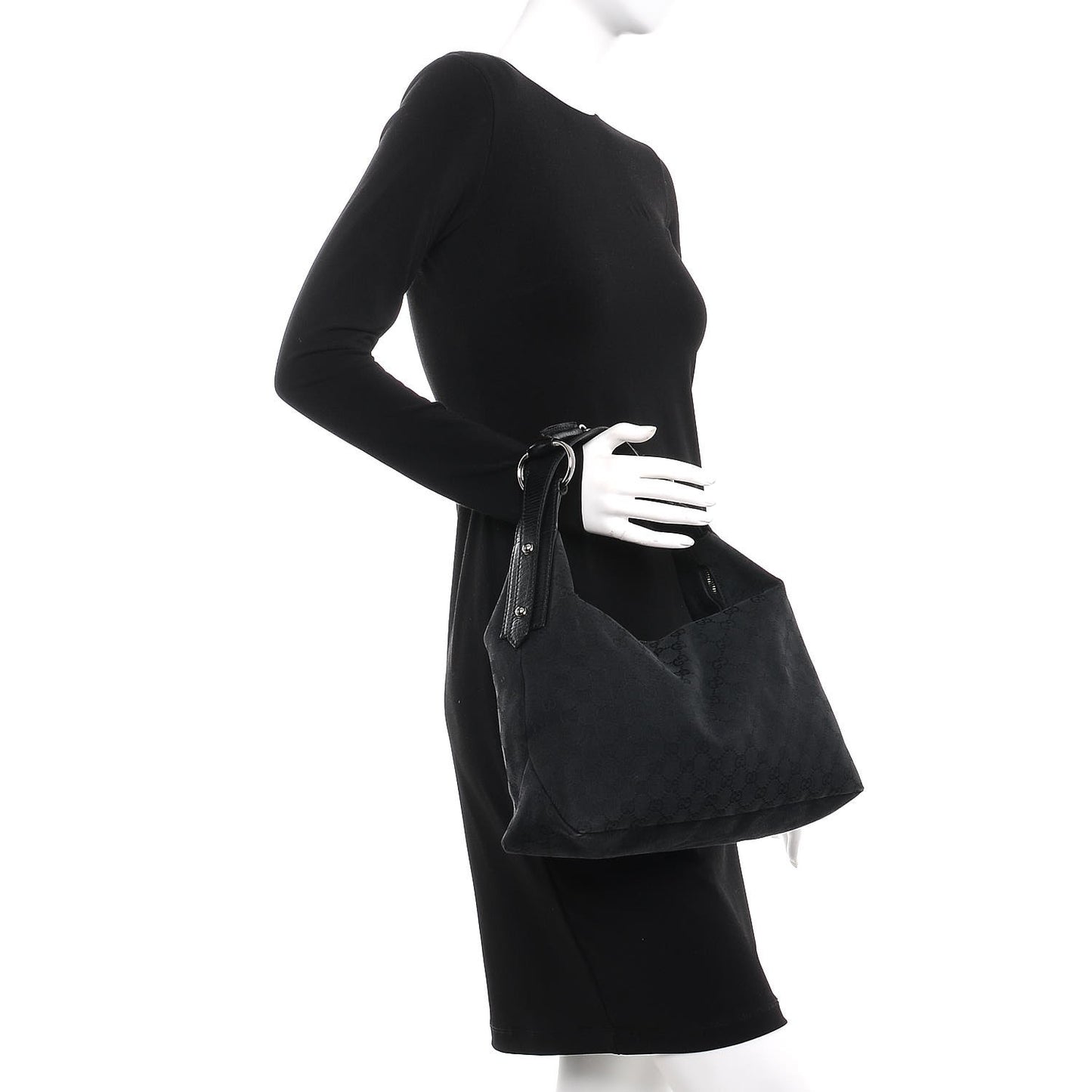 Monogram Medium Horsebit Chain Hobo Black