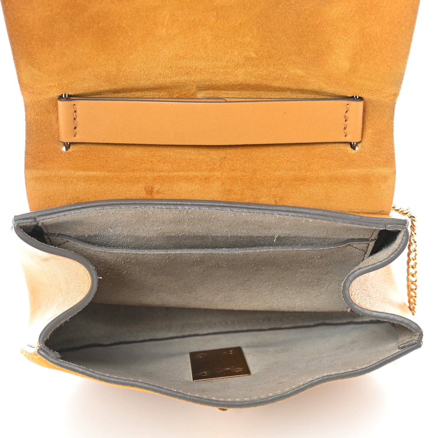 Suede Smooth Calfskin Mini Drew Shoulder Bag Dark Ochre