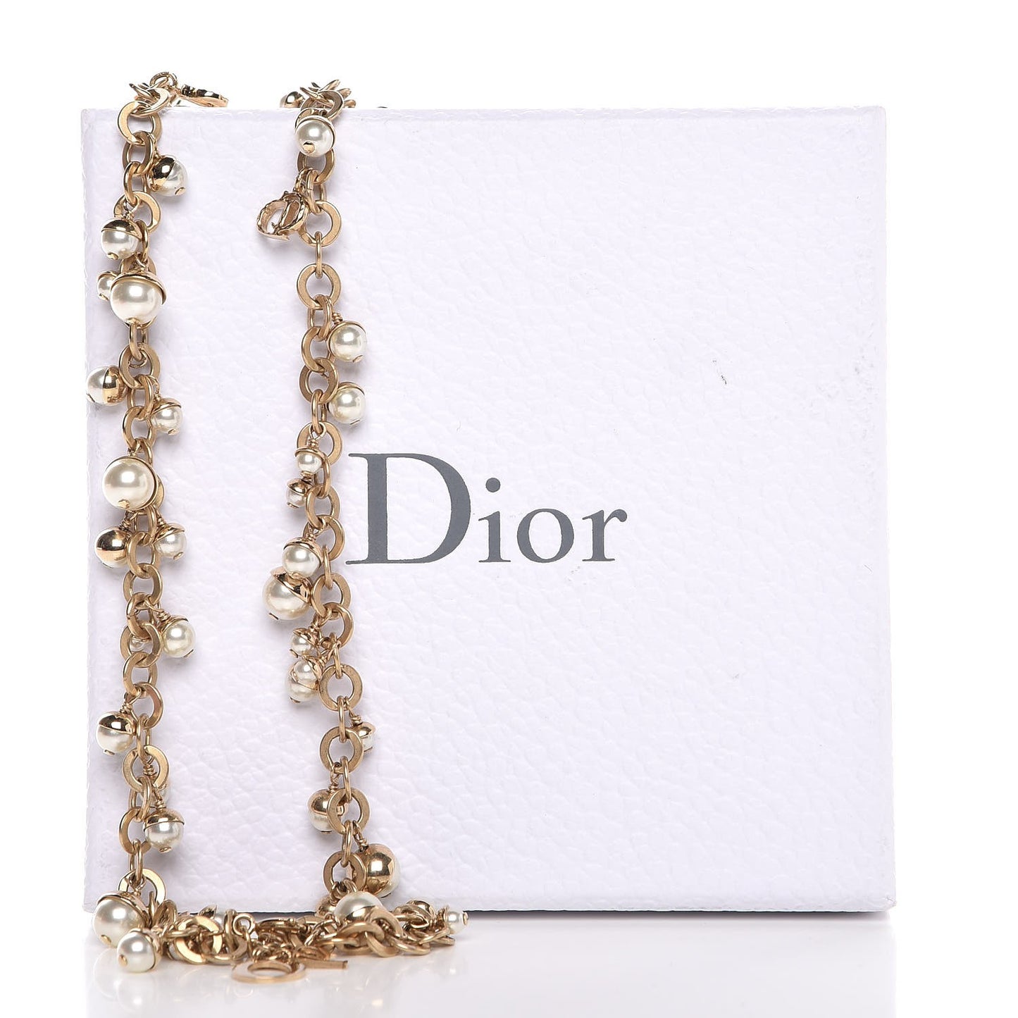 Pearl Mise en Dior Long Necklace Gold