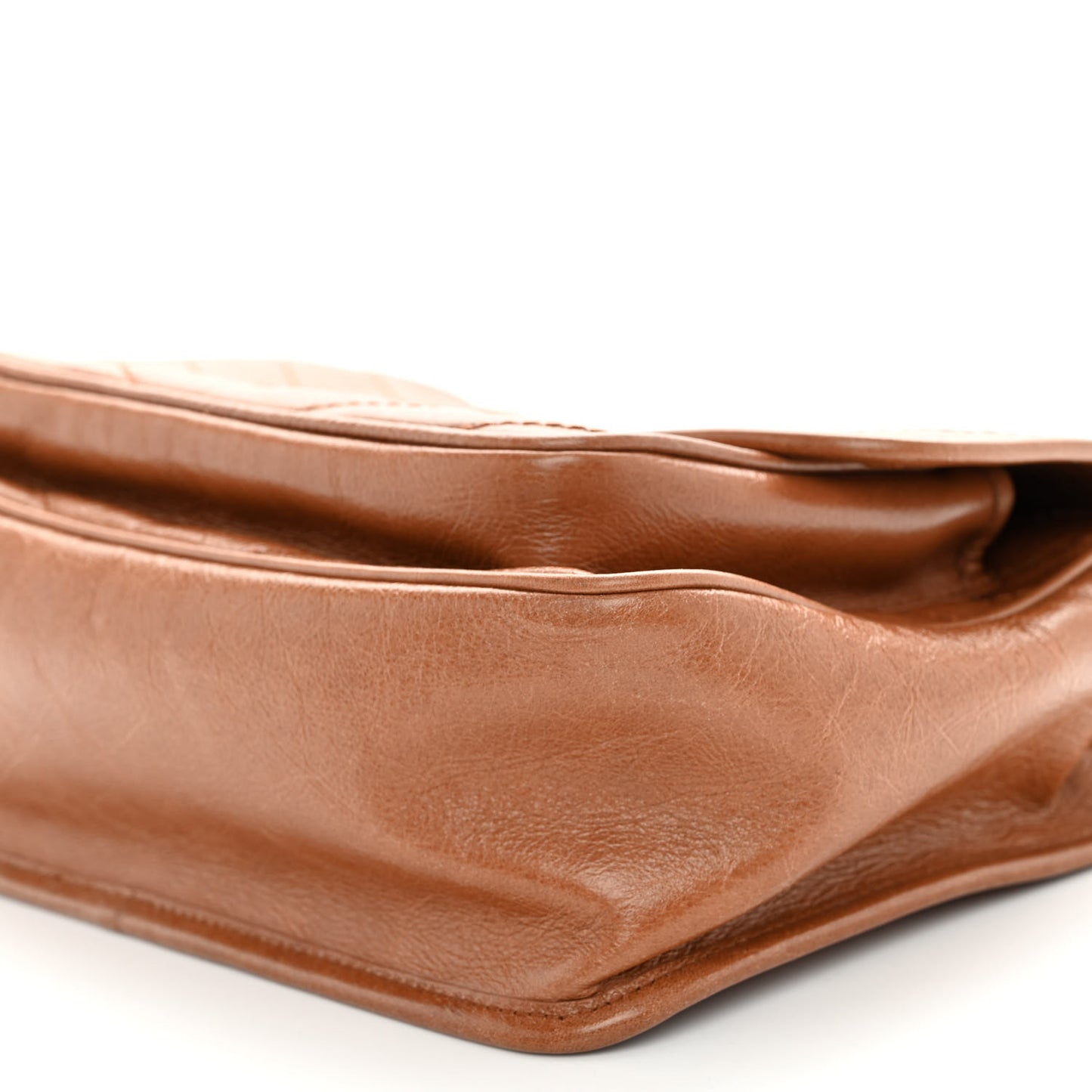 Crinkled Calfskin Matelasse Monogram Medium Niki Chain Satchel Light Caramel