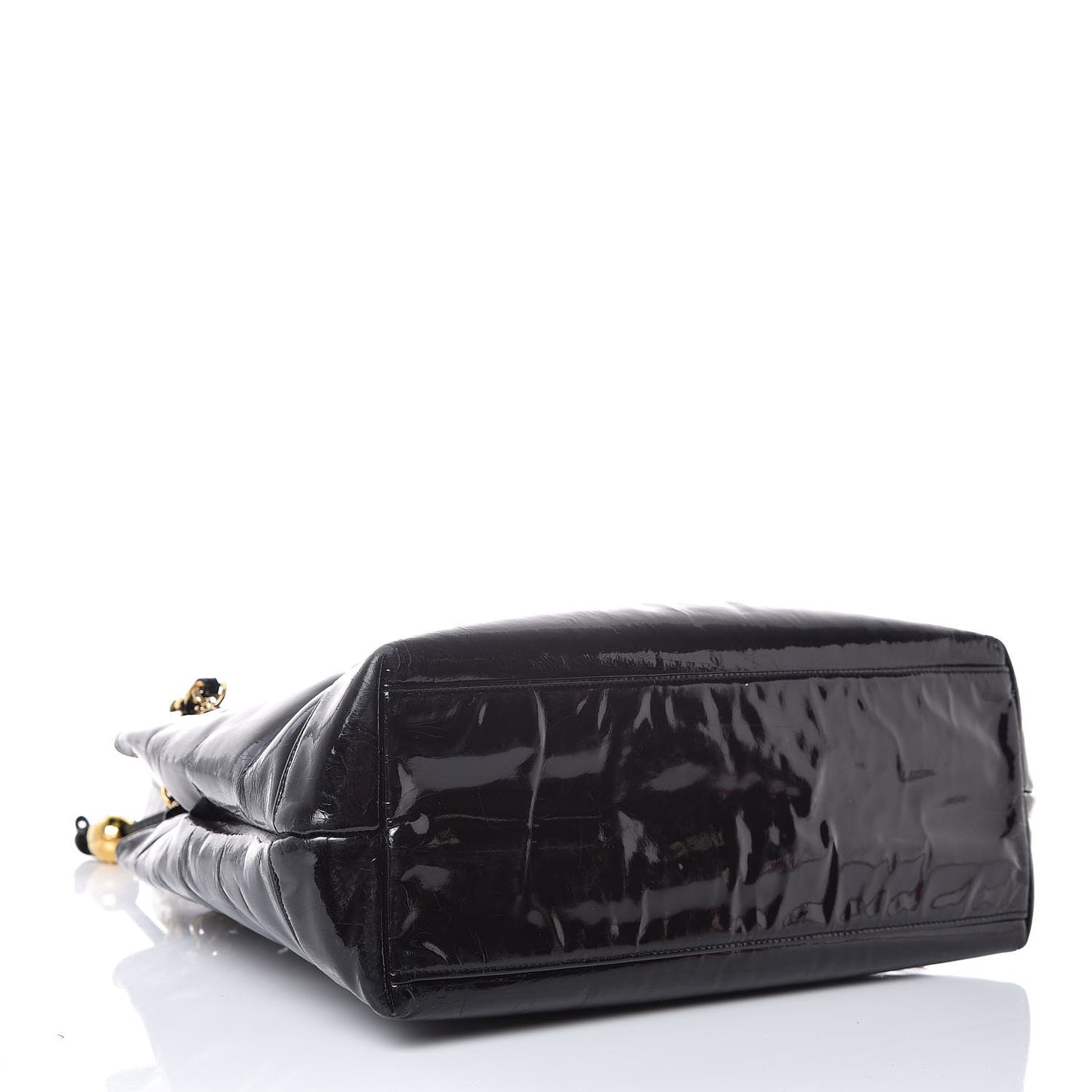 Patent CC Shoulder Bag Black