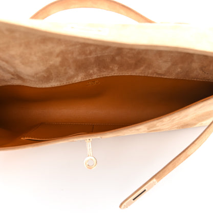 Hermes Veau Doblis Suede Kelly Cut Clutch Pochette Ocre 5 of 11