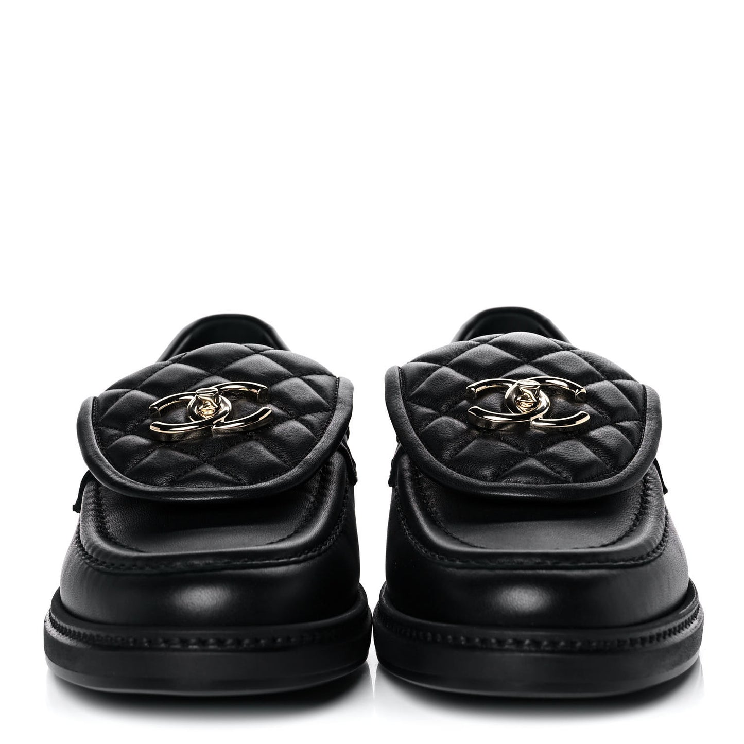 Lambskin Quilted CC Turnlock Loafers 38 Black