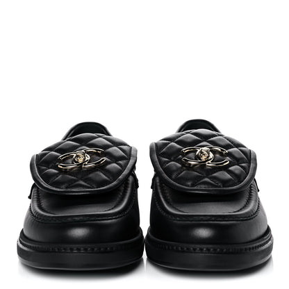 Chanel Lambskin Quilted CC Turnlock Loafers 38 Black 2 of 9