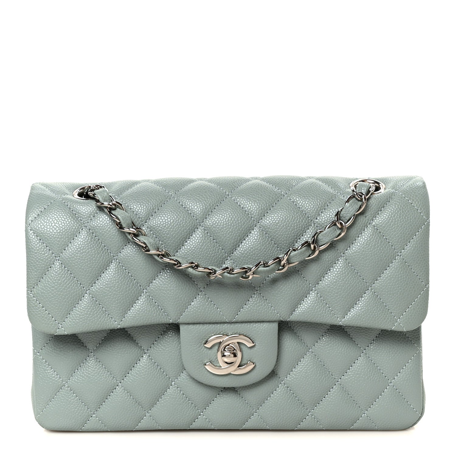 Chanel Caviar Quilted Small Double Flap Light Blue 1 of 12