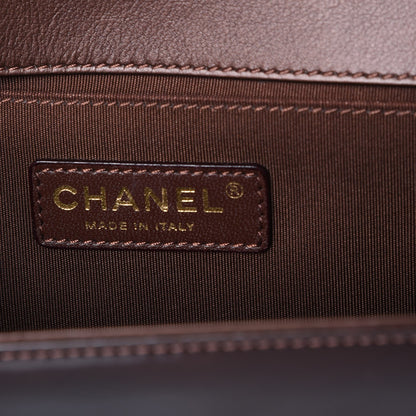 Chanel Metallic Patent Calfskin Quilted Medium Boy Flap Brown 6 of 8