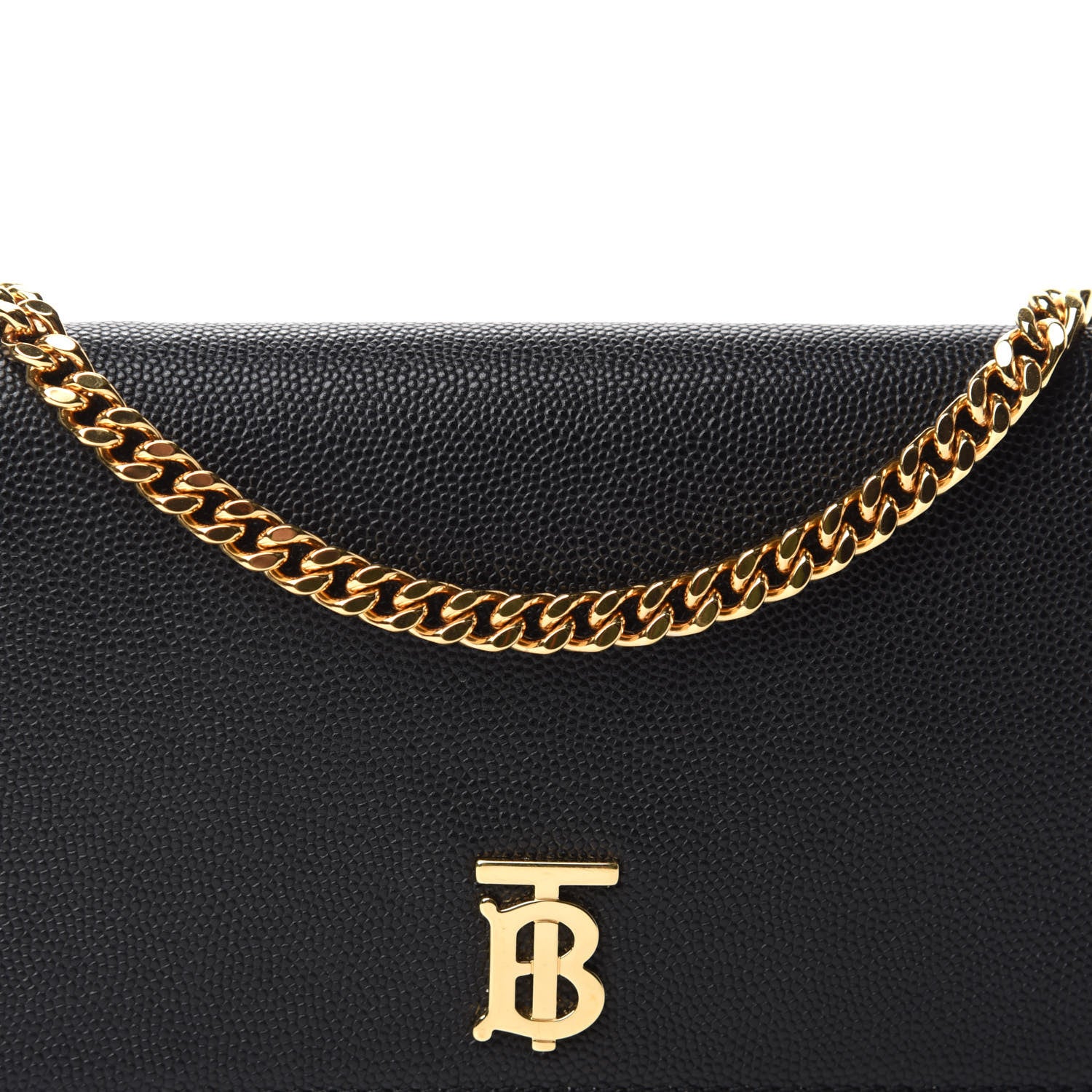 Burberry Grainy Calfskin Rowe TB Phone Wallet On Chain Black 11 of 11