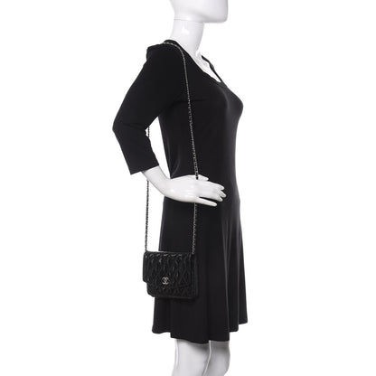 Chanel Patent Quilted Brilliant Wallet On Chain WOC Black 2 of 11