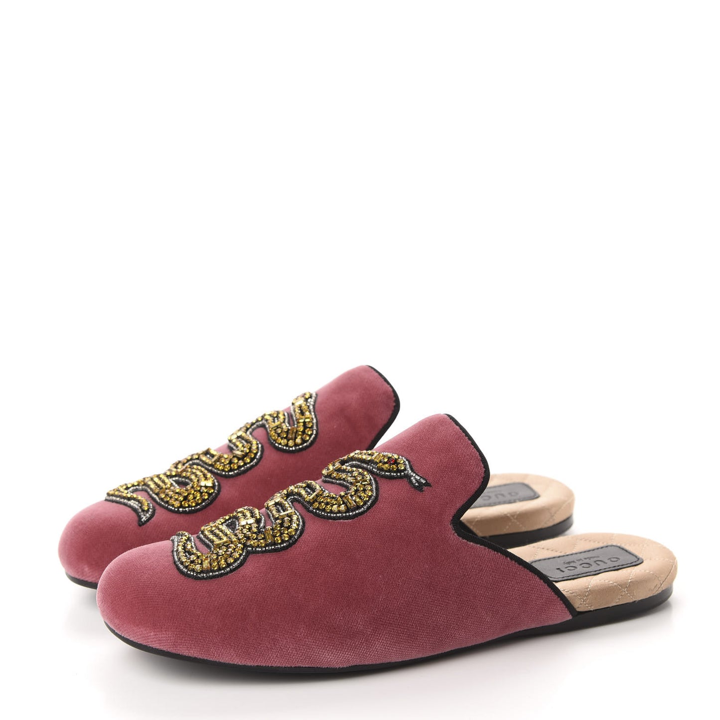 Velvet Crystal Snake Embroidered Womens Slippers Tibet Red